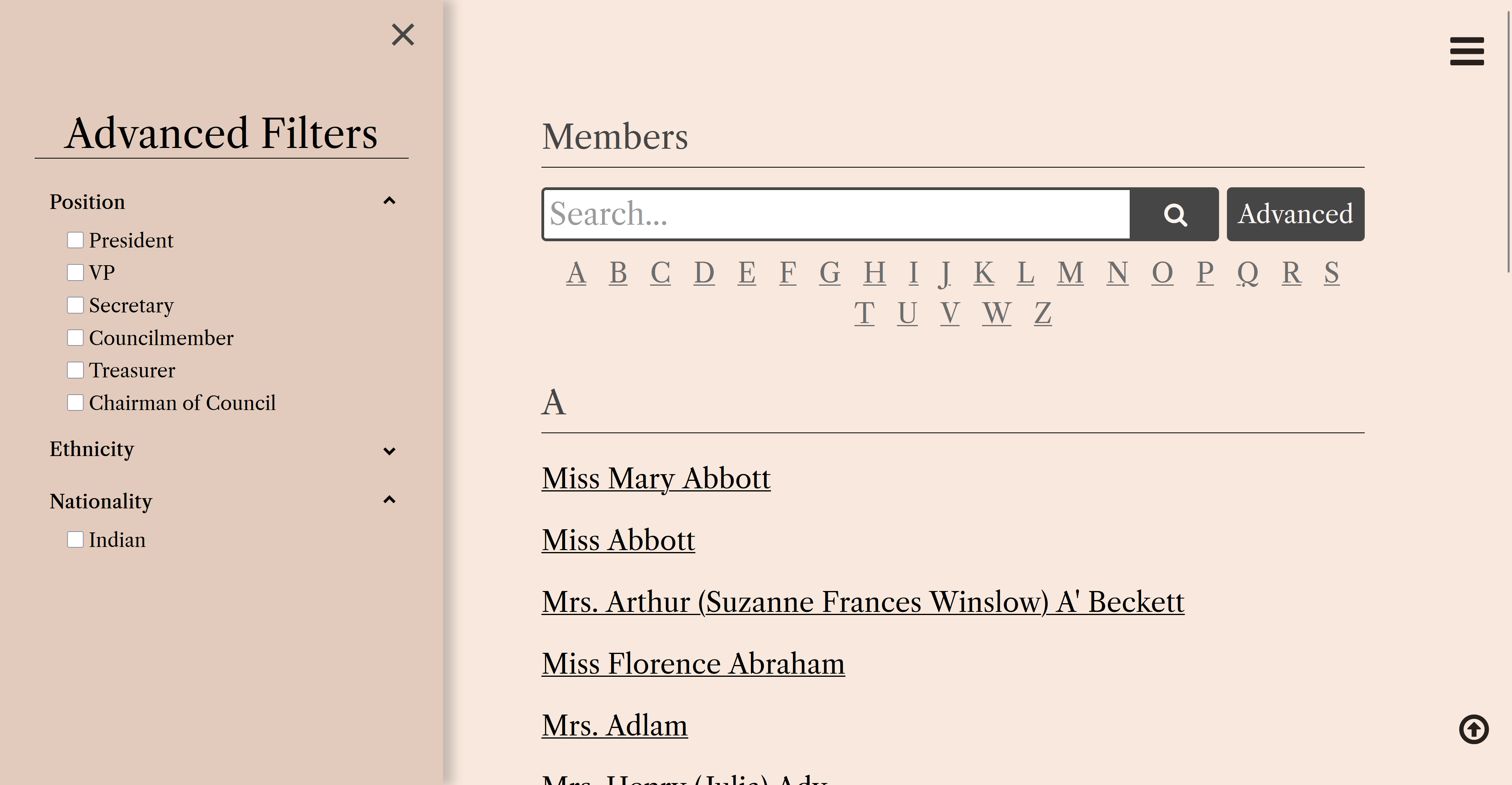 Advanced Search Pop-Out